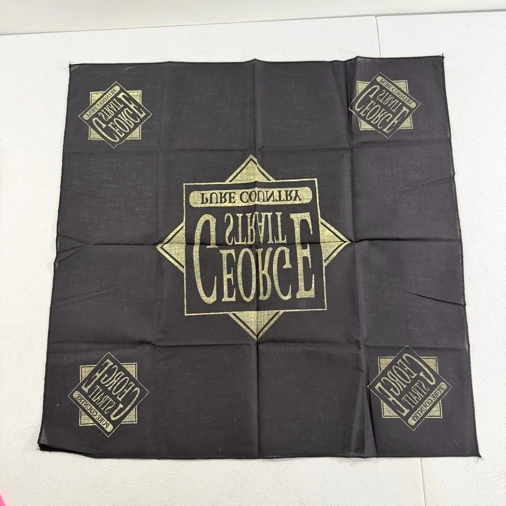 Vintage George Strait Country Music Pure Country Black Bandana Scarf 21